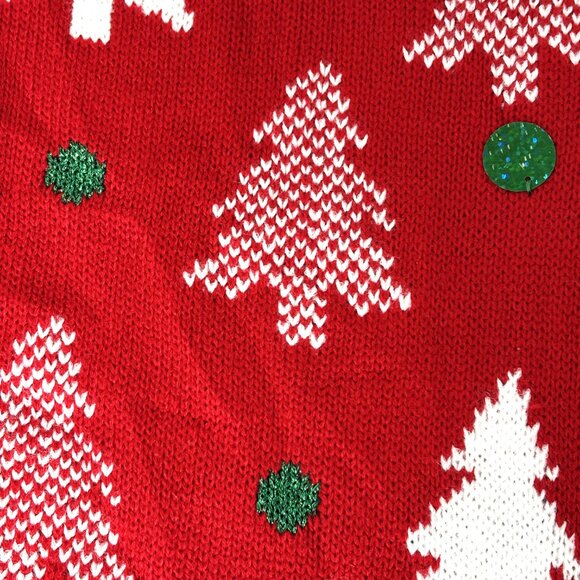 33 Degrees Cardigan Ugly Christmas Sweater w/ Christmas trees & spangles Large - Picture 8 of 16